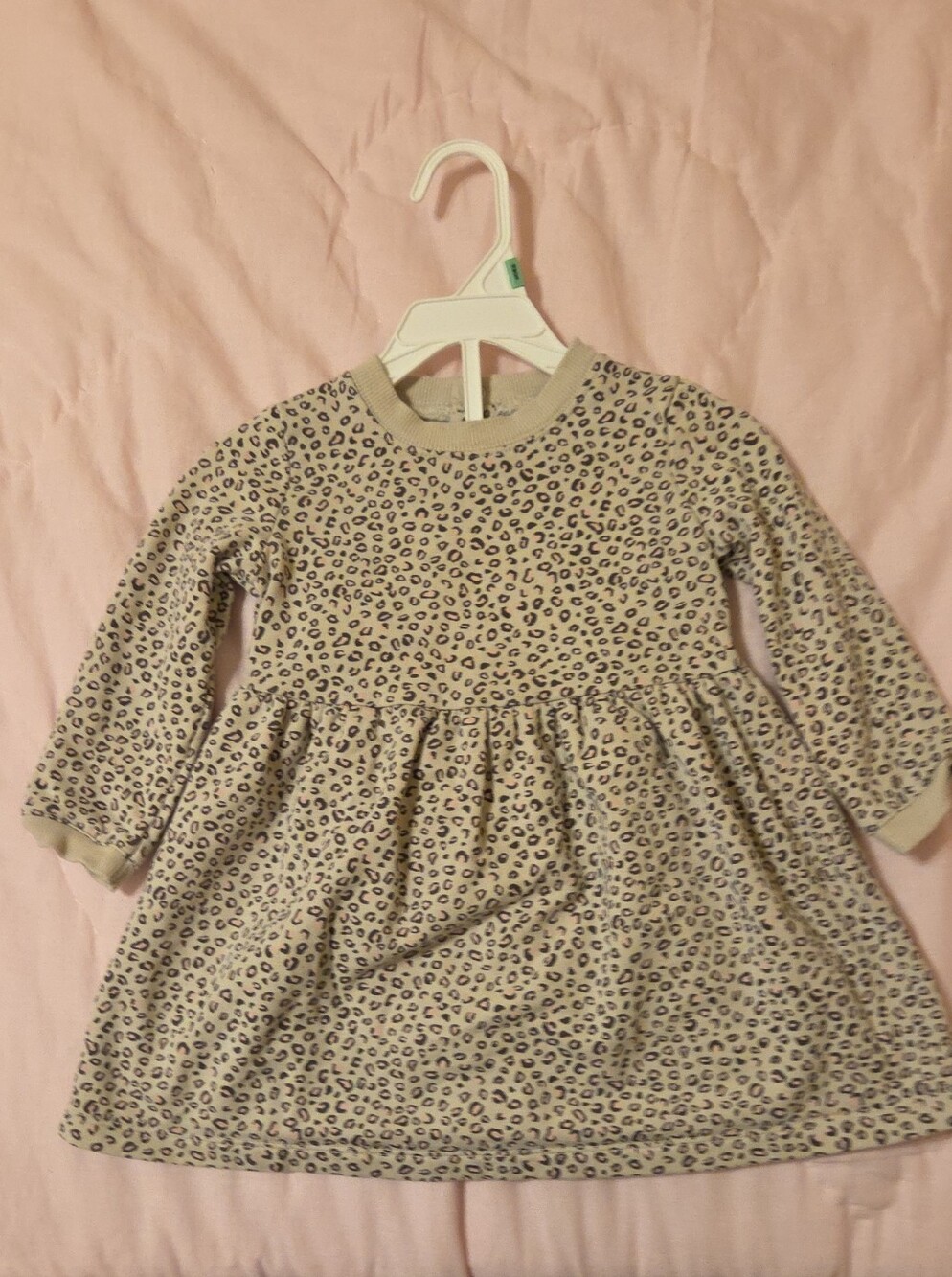 Carter's Beige 18M Leopard-Print Long Sleeve Dress